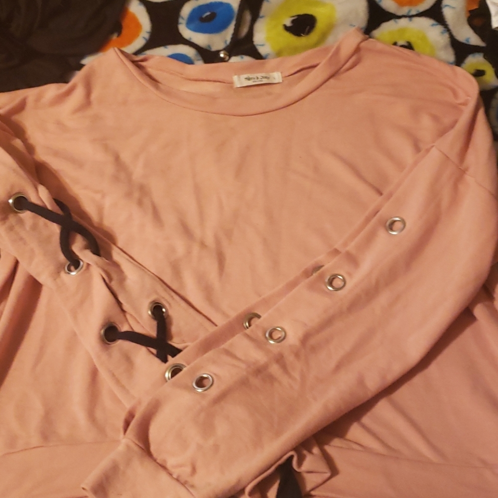 Pink long sleeved crop top